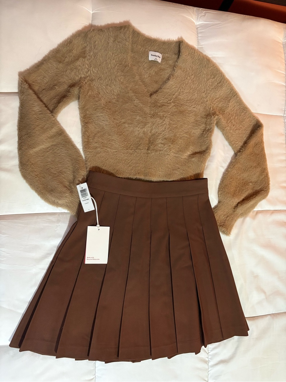 Sunday Best Chocolate Brown Pleated Mini Skirt - Picture 2 of 3